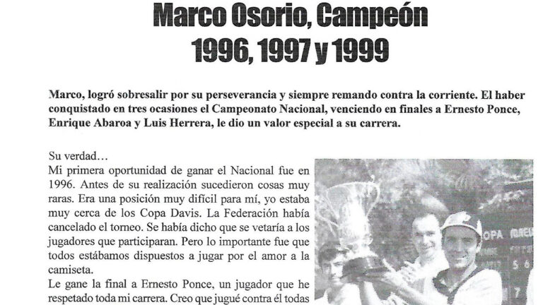 HISTORIA DEL TENIS MEXICANO: MARCO OSORIO CAMPEÓN DE MEXICO 1996, 1997 Y 1999